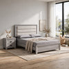 Queen Bedroom Set | Driftwood Gray | Cream | Black Wood | 2 Piece Set with Nightst&