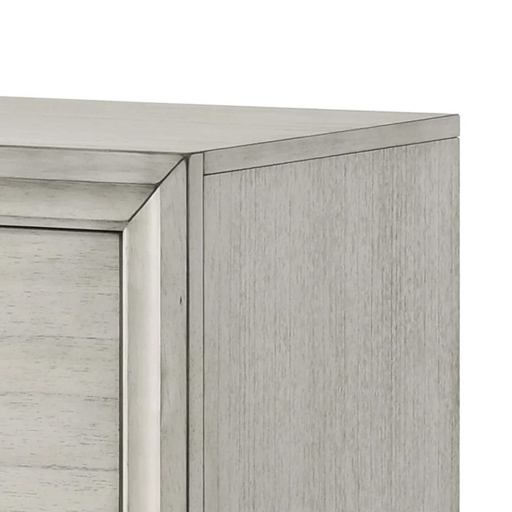 Queen Bedroom Set | White Mist | Chrome Wood | 3 Piece Set with 2 Nightst&s