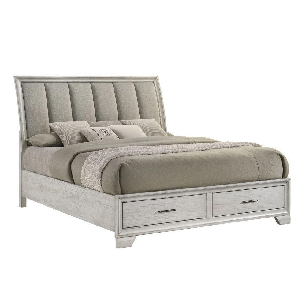 Queen Bedroom Set | White Mist | Chrome Wood | 2 Piece Set with Nightst&