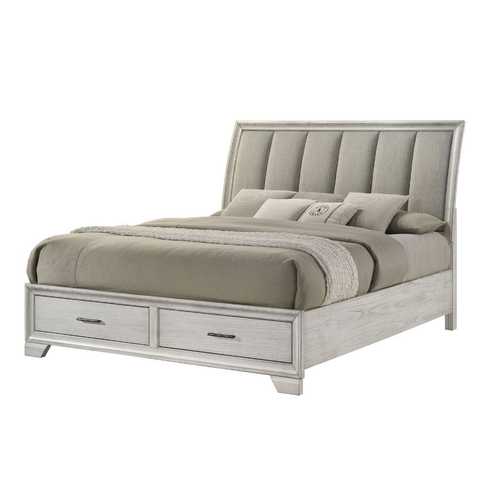 Queen Bedroom Set | White Mist | Chrome Wood | 2 Piece Set with Nightst&