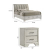 Queen Bedroom Set | White Mist | Chrome Wood | 2 Piece Set with Nightst&