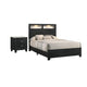 King Bedroom Set, Black, White, Chrome Wood, 2 Piece Set with Nightstand