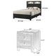 King Bedroom Set, Black, White, Chrome Wood, 2 Piece Set with Nightstand