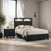 King Bedroom Set, Black, White, Chrome Wood, 2 Piece Set with Nightstand