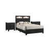 Queen Bedroom Set | Black | White | Chrome Wood | 3 Piece Set with 2 Nightst&s