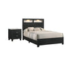 Queen Bedroom Set, Black, White, Chrome Wood, 2 Piece Set with Nightstand