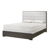 King Bedroom Set | Dark Brown | Cream White | Silver Wood | 2 Piece Set with Nightst&