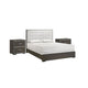 Queen Bedroom Set | Dark Brown | Cream White | Silver Wood | 3 Piece Set with 2 Nightst&s