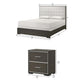 Queen Bedroom Set | Dark Brown | Cream White | Silver Wood | 2 Piece Set with Nightst&