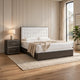 Queen Bedroom Set | Dark Brown | Cream White | Silver Wood | 2 Piece Set with Nightst&