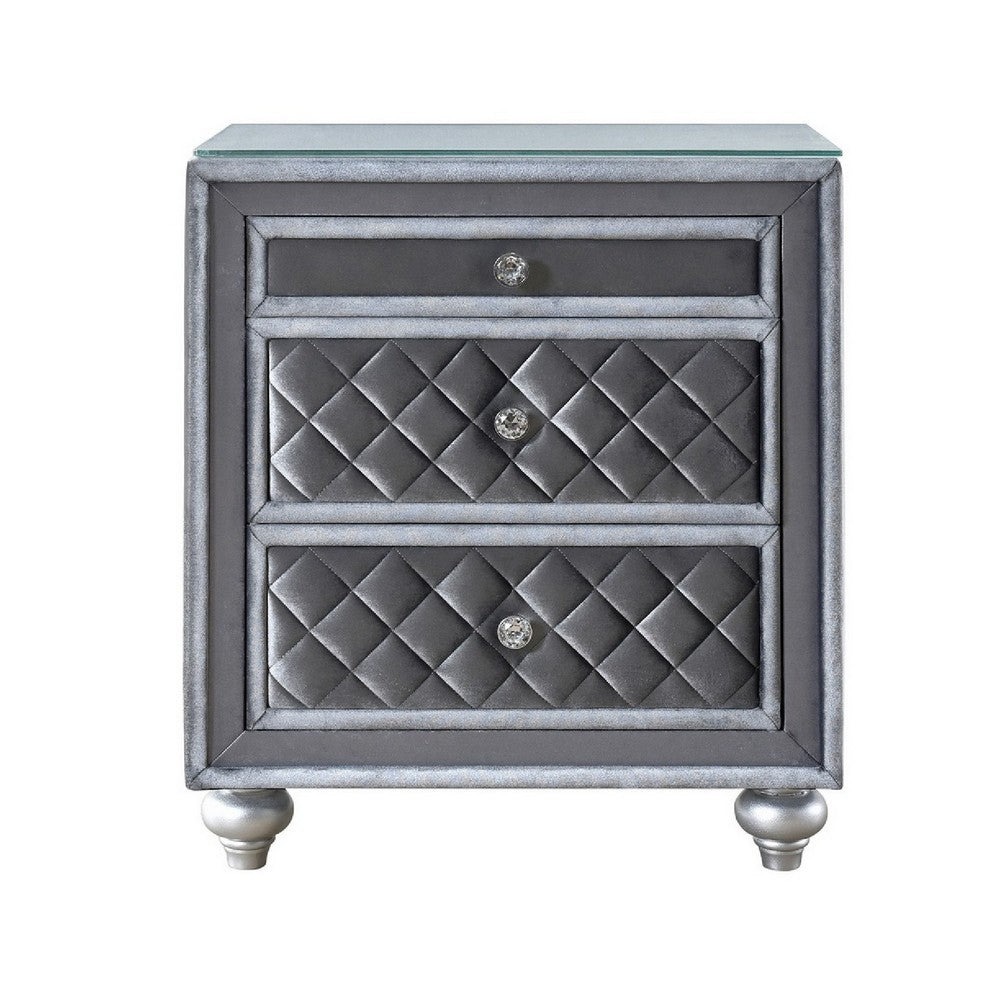 King Bedroom Set | Gray Wood | 3 Piece Set with 2 Nightst&s