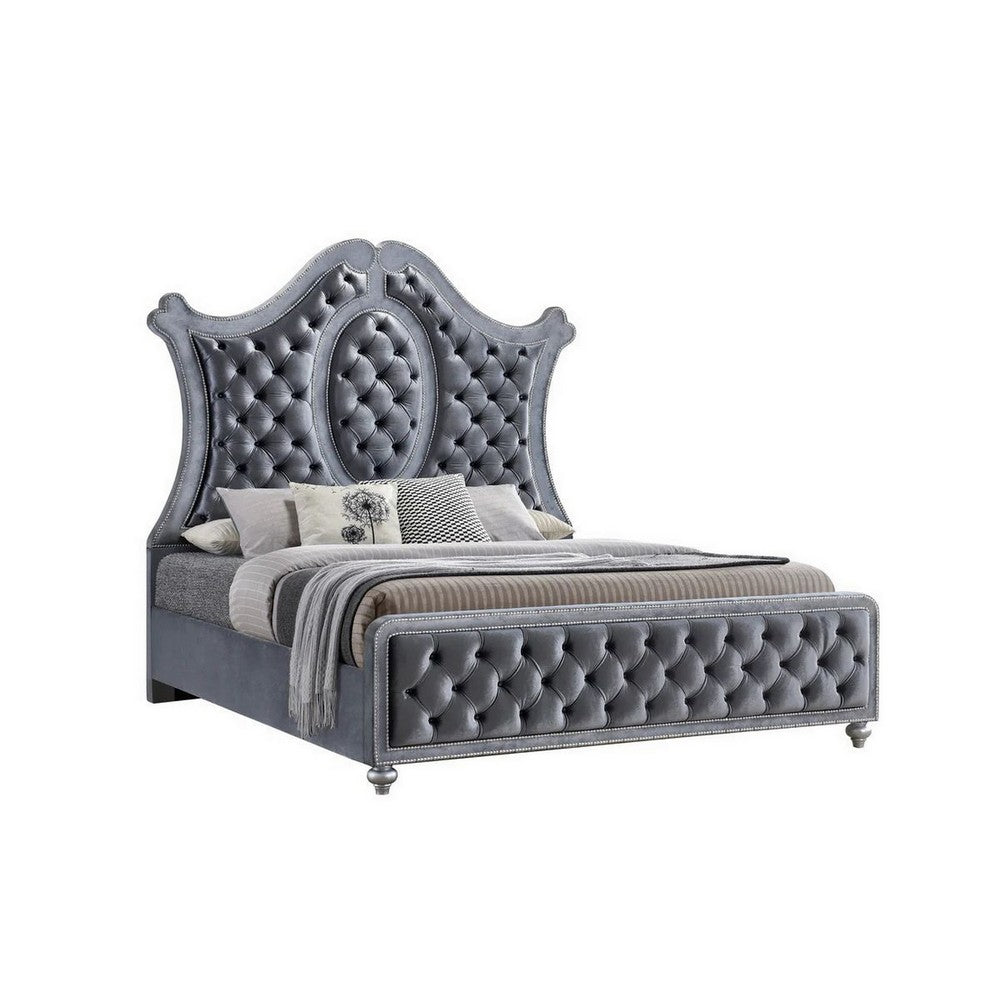 King Bedroom Set | Gray Wood | 2 Piece Set with Nightst&