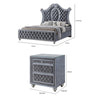 Queen Bedroom Set, Gray Wood, 3 Piece Set with 2 Nightstands