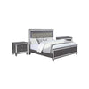King Bedroom Set | Gray | Silver | Clear Wood | 3 Piece Set with 2 Nightst&s