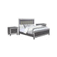 King Bedroom Set | Gray | Silver | Clear Wood | 3 Piece Set with 2 Nightst&s
