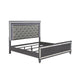 King Bedroom Set | Gray | Silver | Clear Wood | 3 Piece Set with 2 Nightst&s
