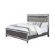 King Bedroom Set | Gray | Silver | Clear Wood | 3 Piece Set with 2 Nightst&s