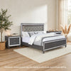 King Bedroom Set | Gray | Silver | Clear Wood | 3 Piece Set with 2 Nightst&s