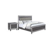 King Bedroom Set | Gray | Silver | Clear Wood | 2 Piece Set with Nightst&