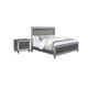 King Bedroom Set | Gray | Silver | Clear Wood | 2 Piece Set with Nightst&