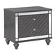 King Bedroom Set | Gray | Silver | Clear Wood | 2 Piece Set with Nightst&