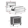 King Bedroom Set | Gray | Silver | Clear Wood | 2 Piece Set with Nightst&