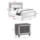 King Bedroom Set | Gray | Silver | Clear Wood | 2 Piece Set with Nightst&