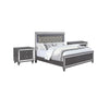 Queen Bedroom Set, Gray, Silver, Clear Wood, 3 Piece Set with 2 Nightstands