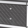 Queen Bedroom Set, Gray, Silver, Clear Wood, 3 Piece Set with 2 Nightstands