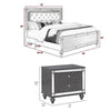 Queen Bedroom Set, Gray, Silver, Clear Wood, 3 Piece Set with 2 Nightstands