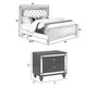 Queen Bedroom Set, Gray, Silver, Clear Wood, 3 Piece Set with 2 Nightstands