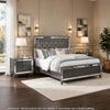 Queen Bedroom Set, Gray, Silver, Clear Wood, 3 Piece Set with 2 Nightstands