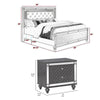 Queen Bedroom Set | Gray | Silver | Clear Wood | 2 Piece Set with Nightst&