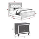 Queen Bedroom Set | Gray | Silver | Clear Wood | 2 Piece Set with Nightst&