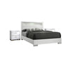 3pc King Bedroom Set, White, Silver Wood, 2 Nightstands