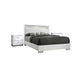 3pc King Bedroom Set, White, Silver Wood, 2 Nightstands