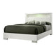 3pc King Bedroom Set, White, Silver Wood, 2 Nightstands