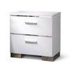 3pc King Bedroom Set, White, Silver Wood, 2 Nightstands