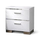 3pc King Bedroom Set, White, Silver Wood, 2 Nightstands