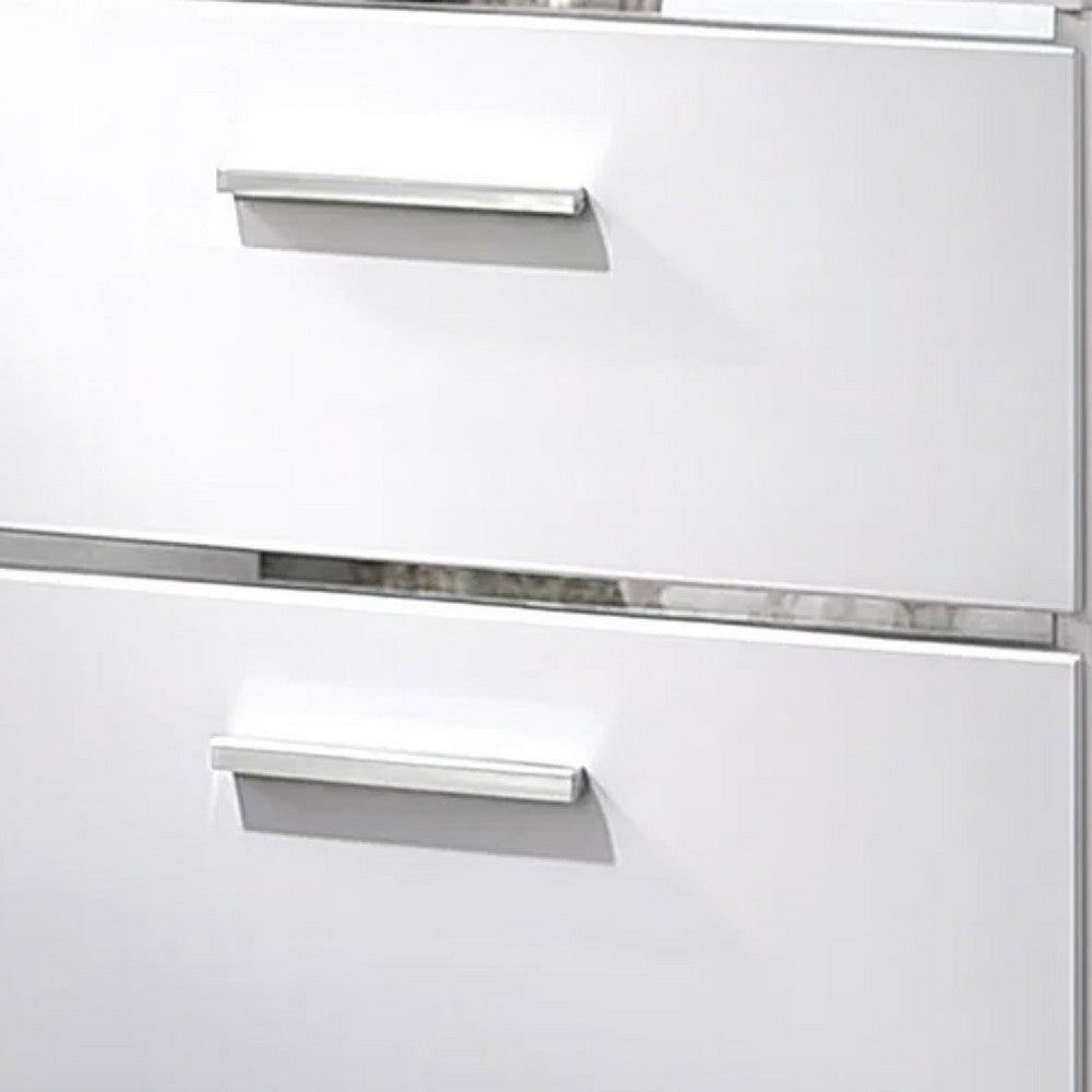 3pc King Bedroom Set, White, Silver Wood, 2 Nightstands