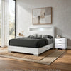 3pc King Bedroom Set, White, Silver Wood, 2 Nightstands