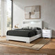3pc King Bedroom Set, White, Silver Wood, 2 Nightstands
