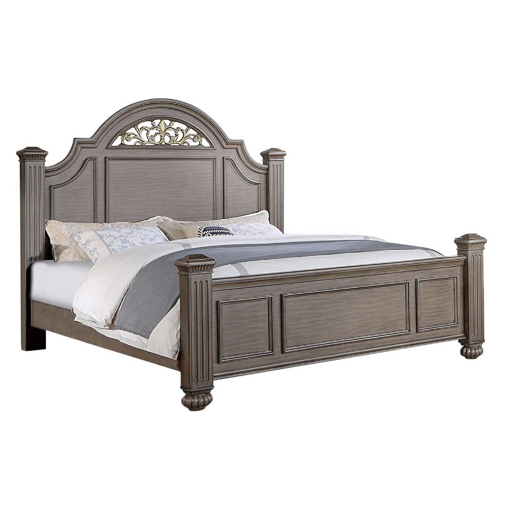 2pc King Bedroom Set | Gray | Brass | Clear Wood | Nightst&