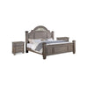 3pc King Bedroom Set, Gray, Brass, Clear Wood, 2 Nightstands