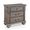 3pc King Bedroom Set, Gray, Brass, Clear Wood, 2 Nightstands