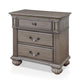 3pc King Bedroom Set, Gray, Brass, Clear Wood, 2 Nightstands