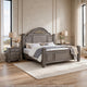 3pc King Bedroom Set, Gray, Brass, Clear Wood, 2 Nightstands