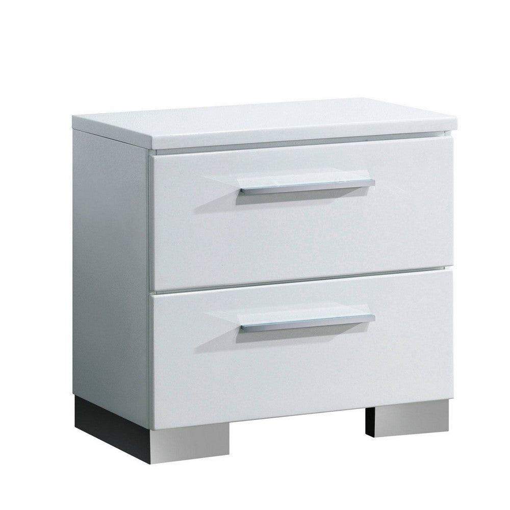 3pc King Bedroom Set, White and Black Wood, 2 Nightstands