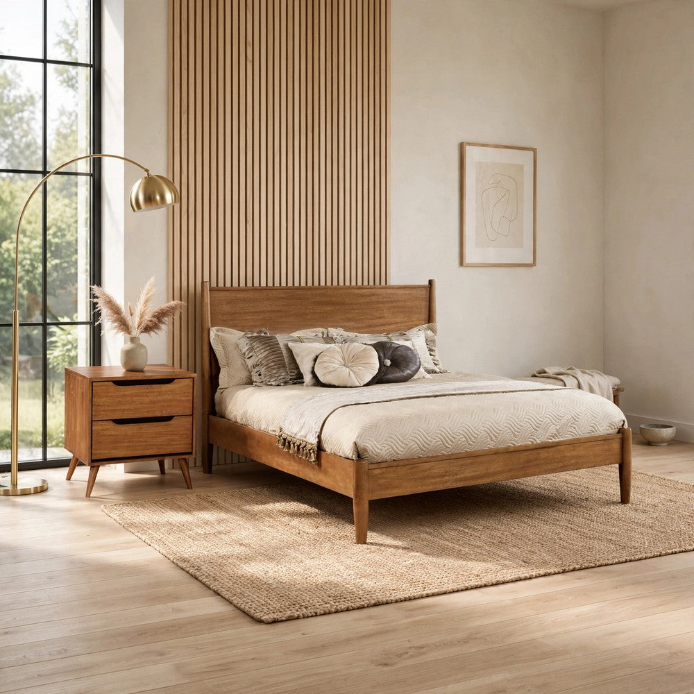 2pc King Bedroom Set | Brown | Oak Wood | Nightst&