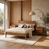3pc King Bedroom Set, Brown, Oak Wood, 2 Nightstands